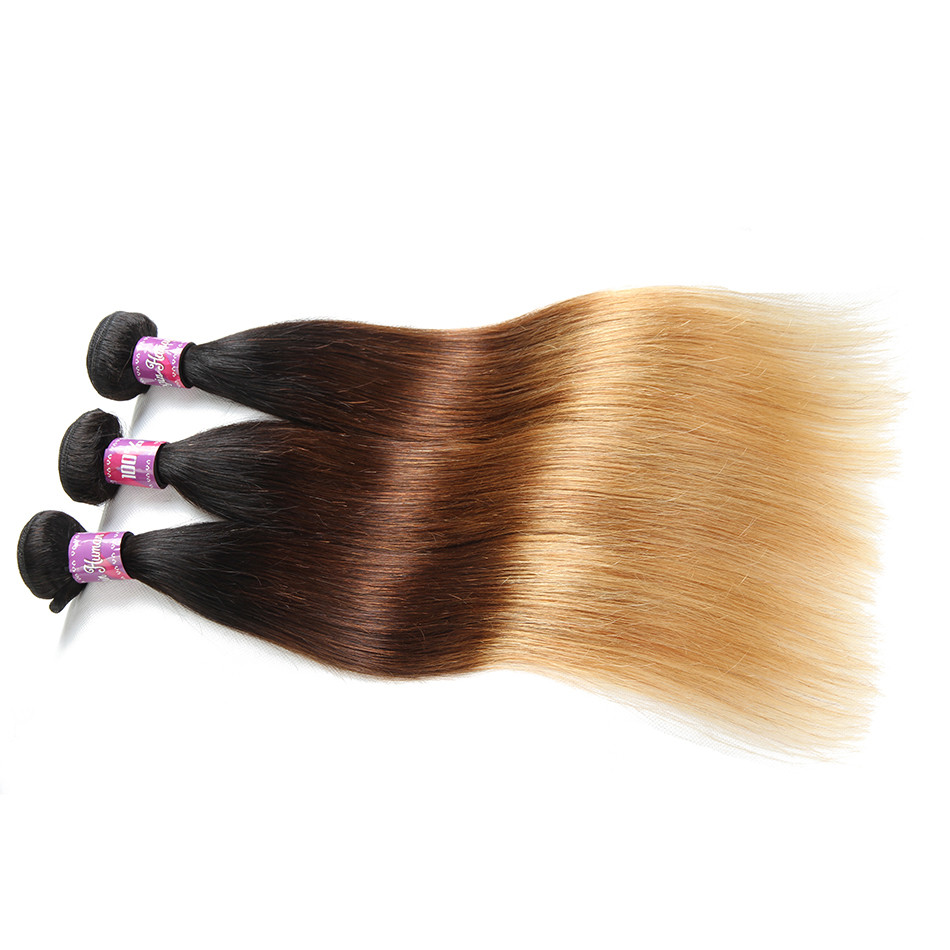 8A 1B/4/27 Brazilian Straight Virgin Ombre Hair Weave