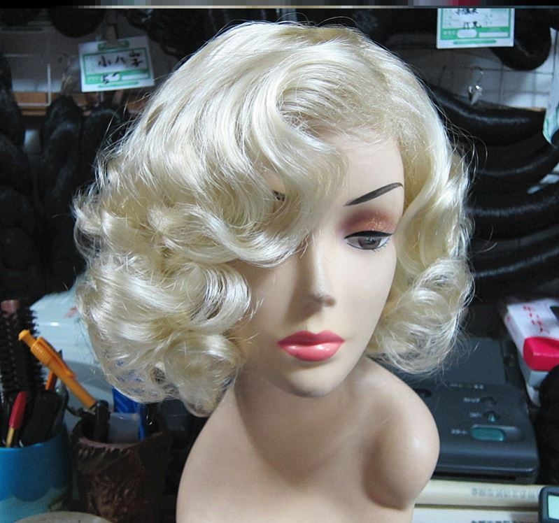 Marilyn Monroe wig blonde curly hair Halloween props female performance short wig adult cos performance stage