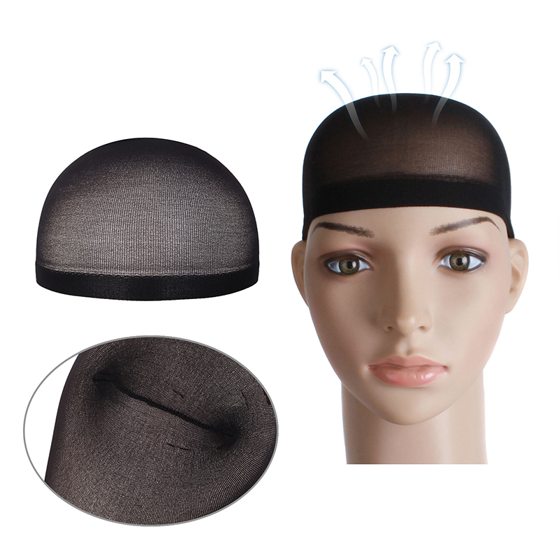 One head through nylon high elastic breathable invisible stockings mesh cap skin color black 12 wigs fixed hair net