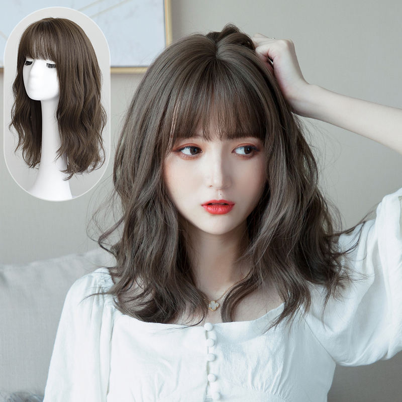 Short and medium hair wigs Korean wool curly fluffy short curly hair natural medium curly hair girls wigs with medium and long hair