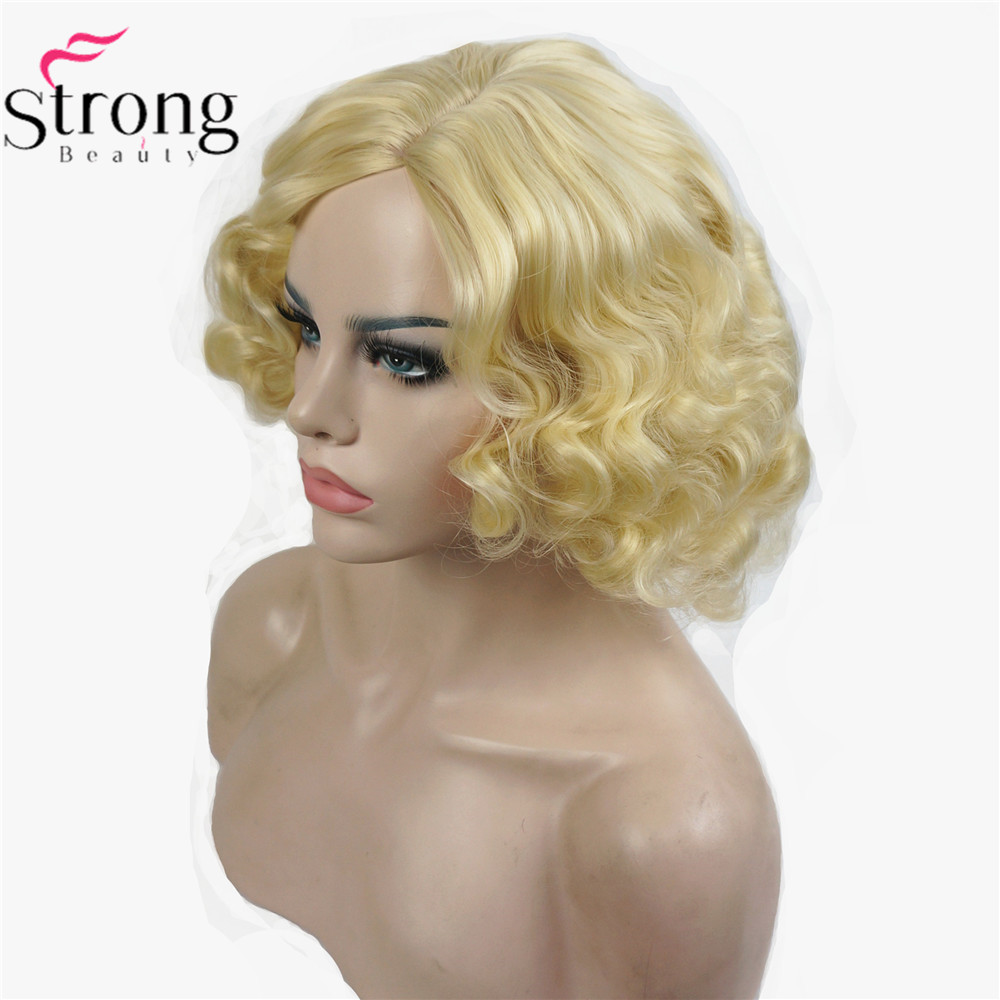 Retro Short Curly Hair Cheongsam Wig Gold/Red/Black Marilyn Monroe Stage Performance Hairstyle