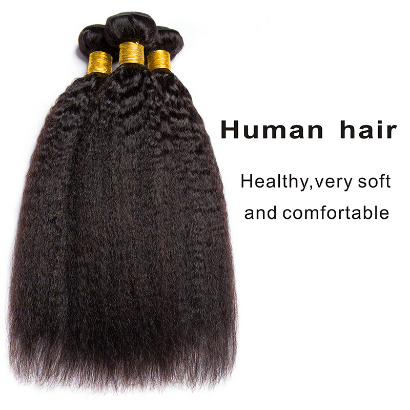 kinky straight Brazilian virgin human hair bundles extension