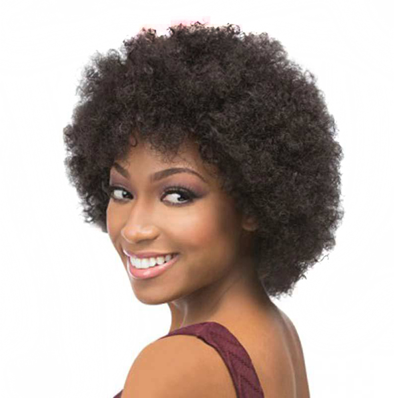 African black explosive head fluffy curly wig female short hair full headgear short curly hair temperament microwave curling whole wig