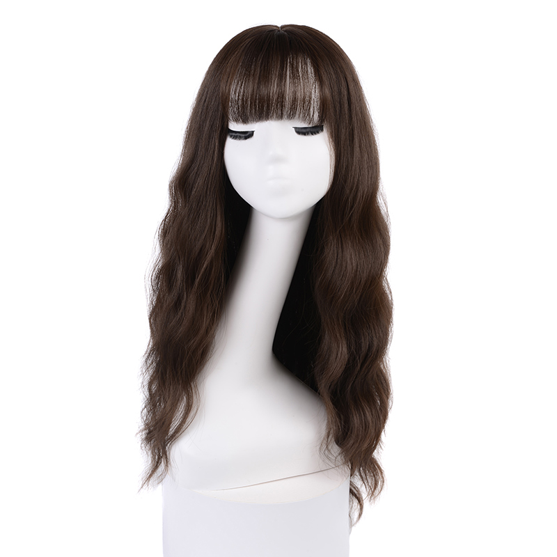 Wig female long hair natural full head cover 2021 new fashion wig long curly hair corn perm wig female hair cover
